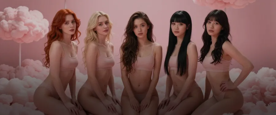 Spicy AI chat app characters in pink lingerie